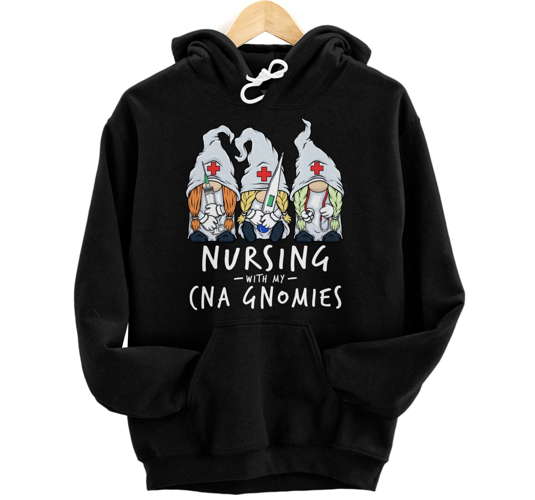 Personalized Nursing With My CNA Gnomies of Nurse Gnome Scrubs for Women Pullover Hoodie