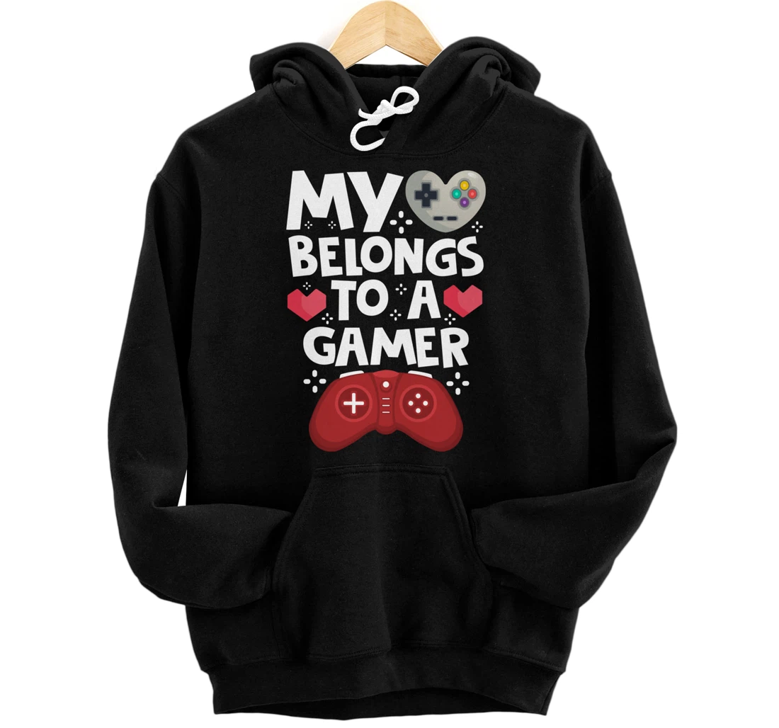 Personalized Gaming Valentine's day My heart belongs to a Gamer Pullover Hoodie