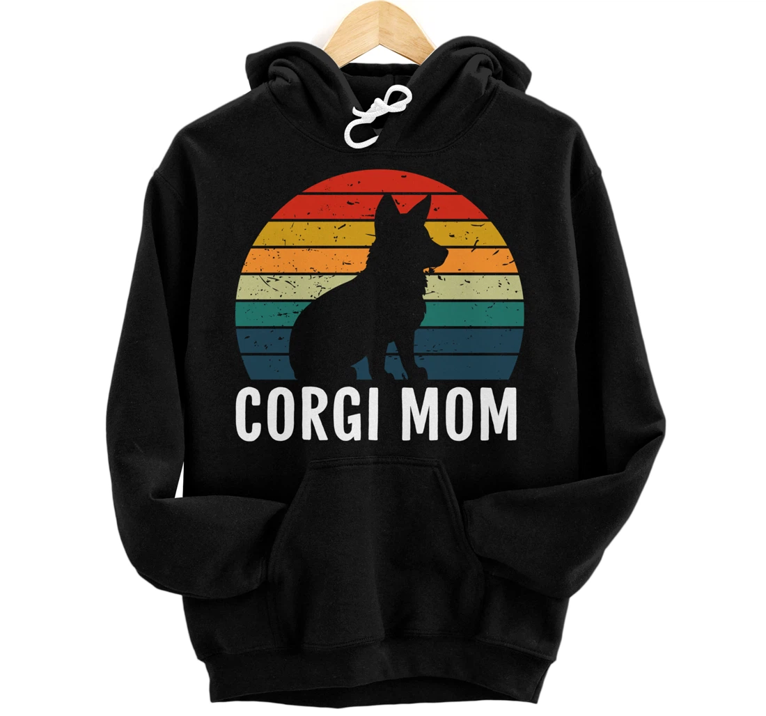 Personalized Womens Corgi Mom Retro Vintage Welsh Corgi Owners Dog Lovers Pullover Hoodie