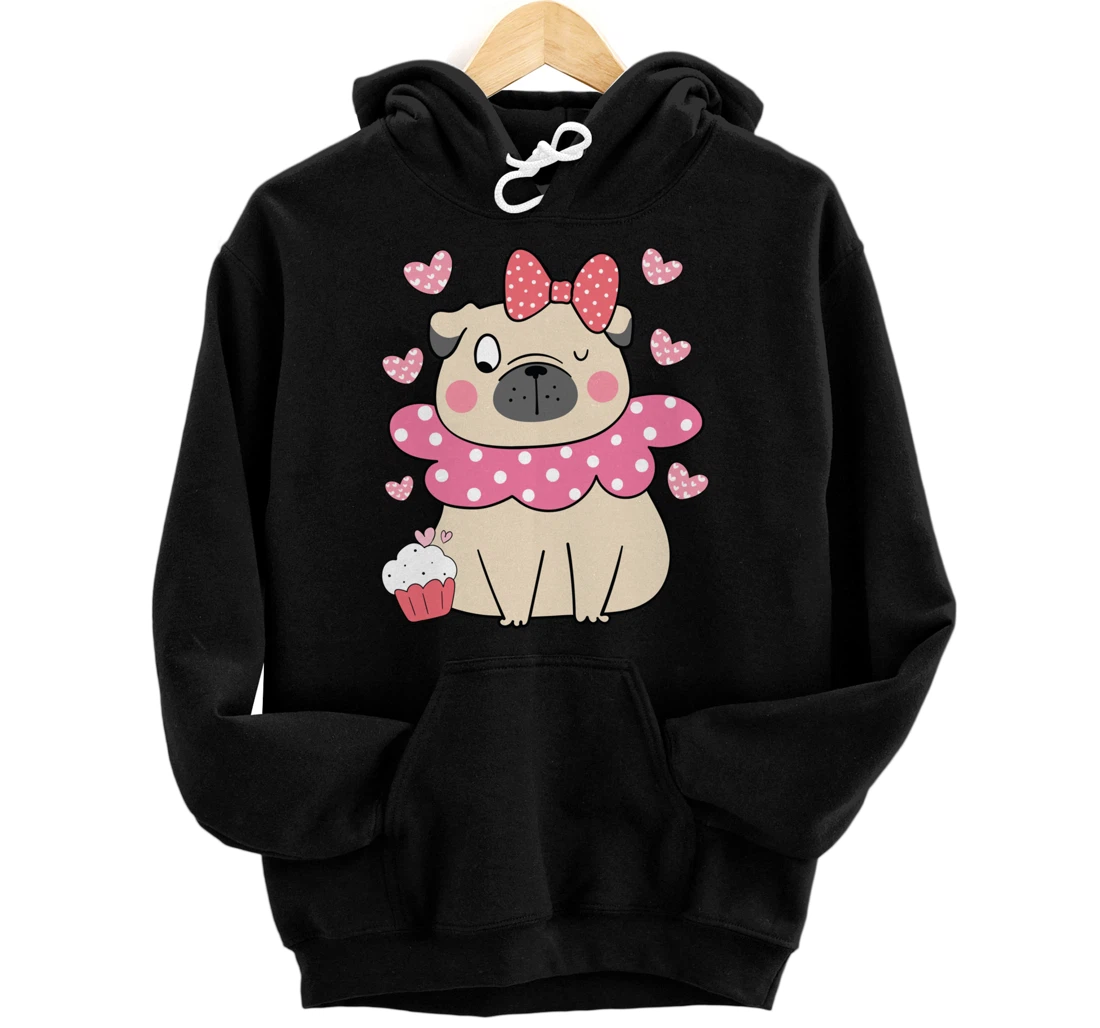Personalized Valentines Day Pug Love Cute Pug Dogs Funny Vintage Pullover Hoodie