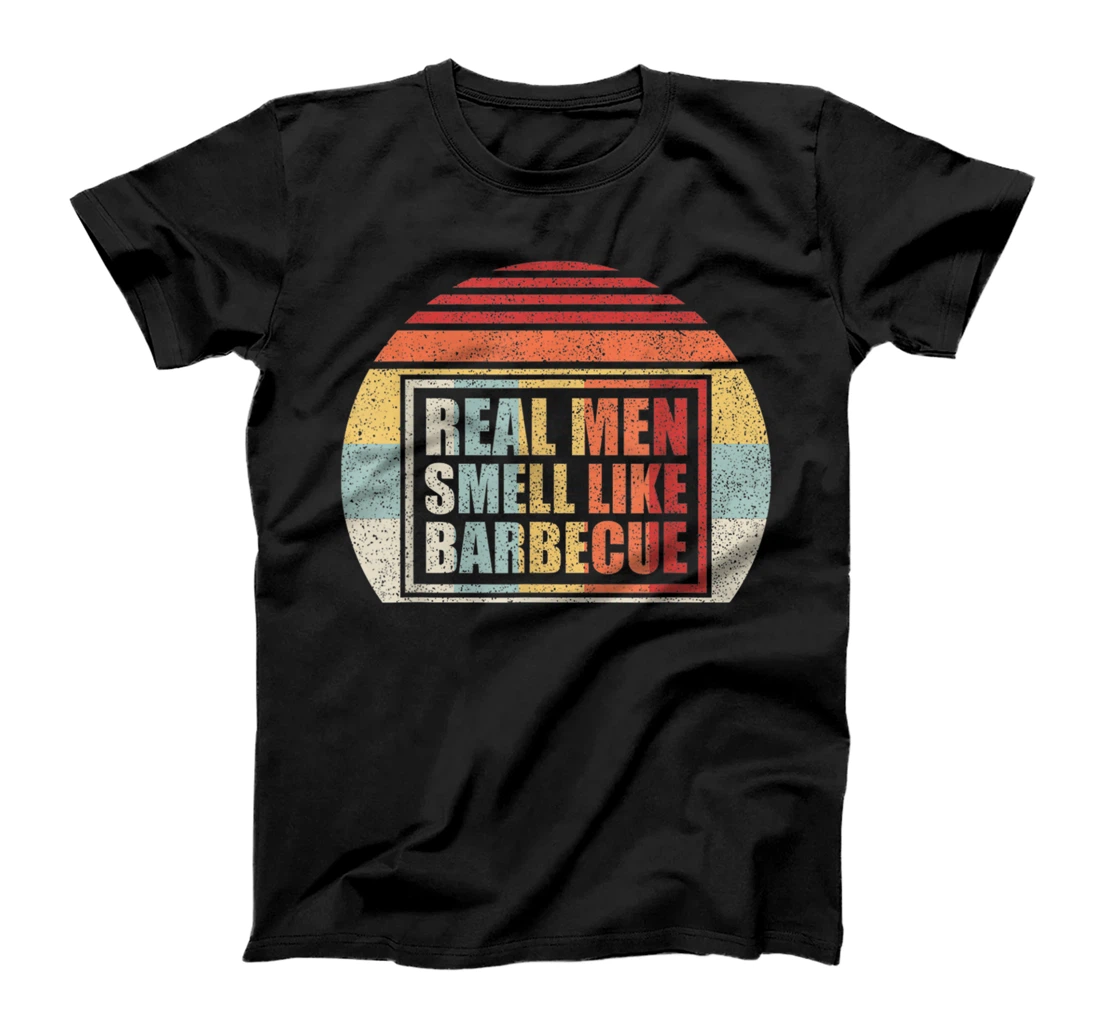 Personalized Retro Funny BBQ Grilling Gift Real Men Smell Like Barbecue T-Shirt, Women T-Shirt