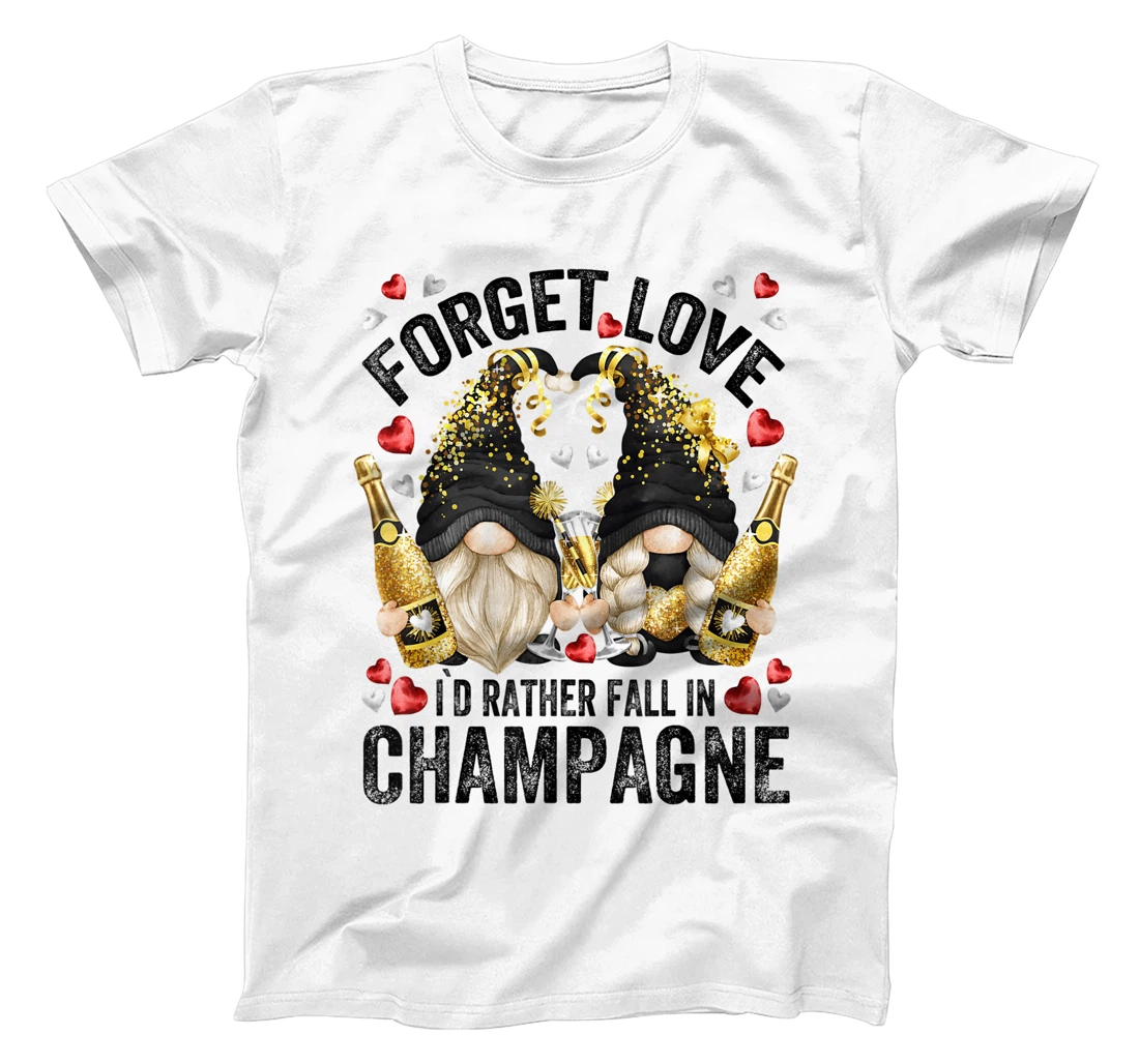 Personalized Anti Valentines Day Gnomes - Forget Love Fall In Champagne T-Shirt, Women T-Shirt
