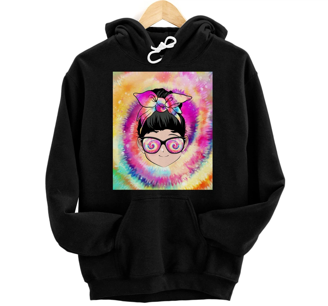 Personalized Granola Girl Aesthetic Anime Girl Tie Dye Sunglasses Pullover Hoodie