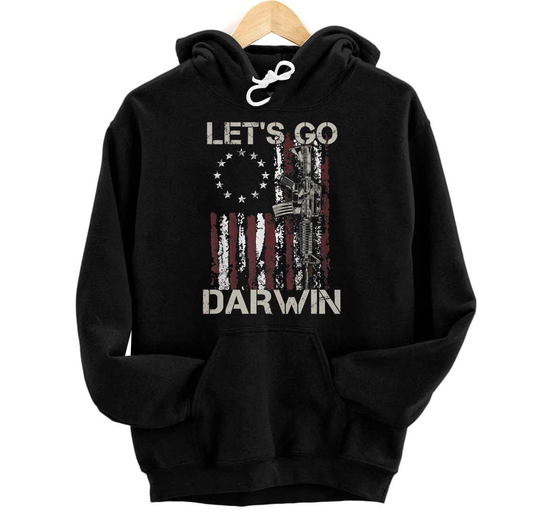 Personalized Gun American Flag Patriots Let's Go Darwin Pullover Hoodie