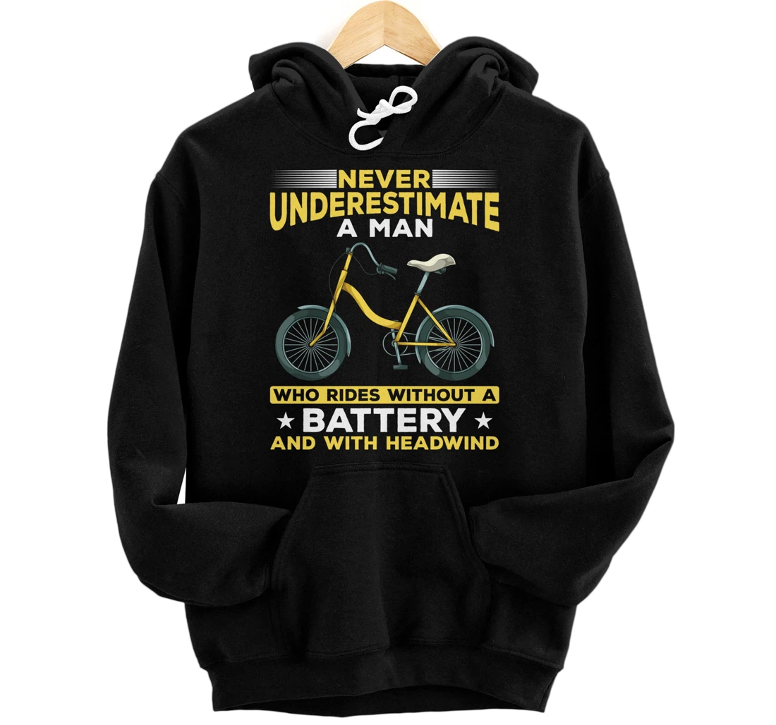 Personalized Never Underestimate A Man Funny Cyclist Bicycle Pullover Hoodie