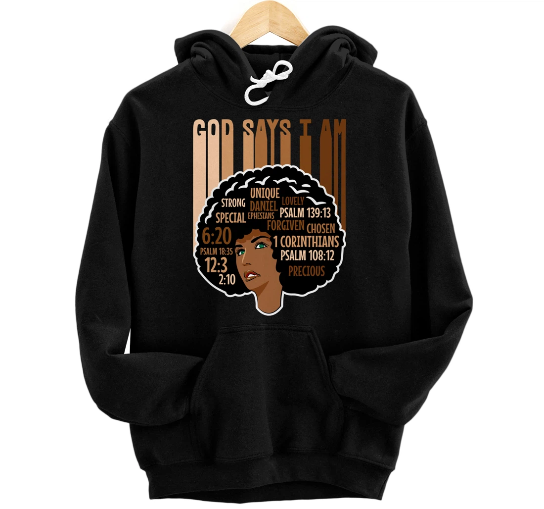 Personalized I Am Melanin Black History Month BLM Afro African American Pullover Hoodie