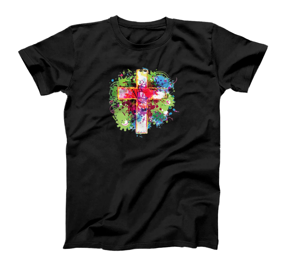 Personalized Christian Faith & Cross Watercolor Abstract Design T-Shirt, Kid T-Shirt and Women T-Shirt