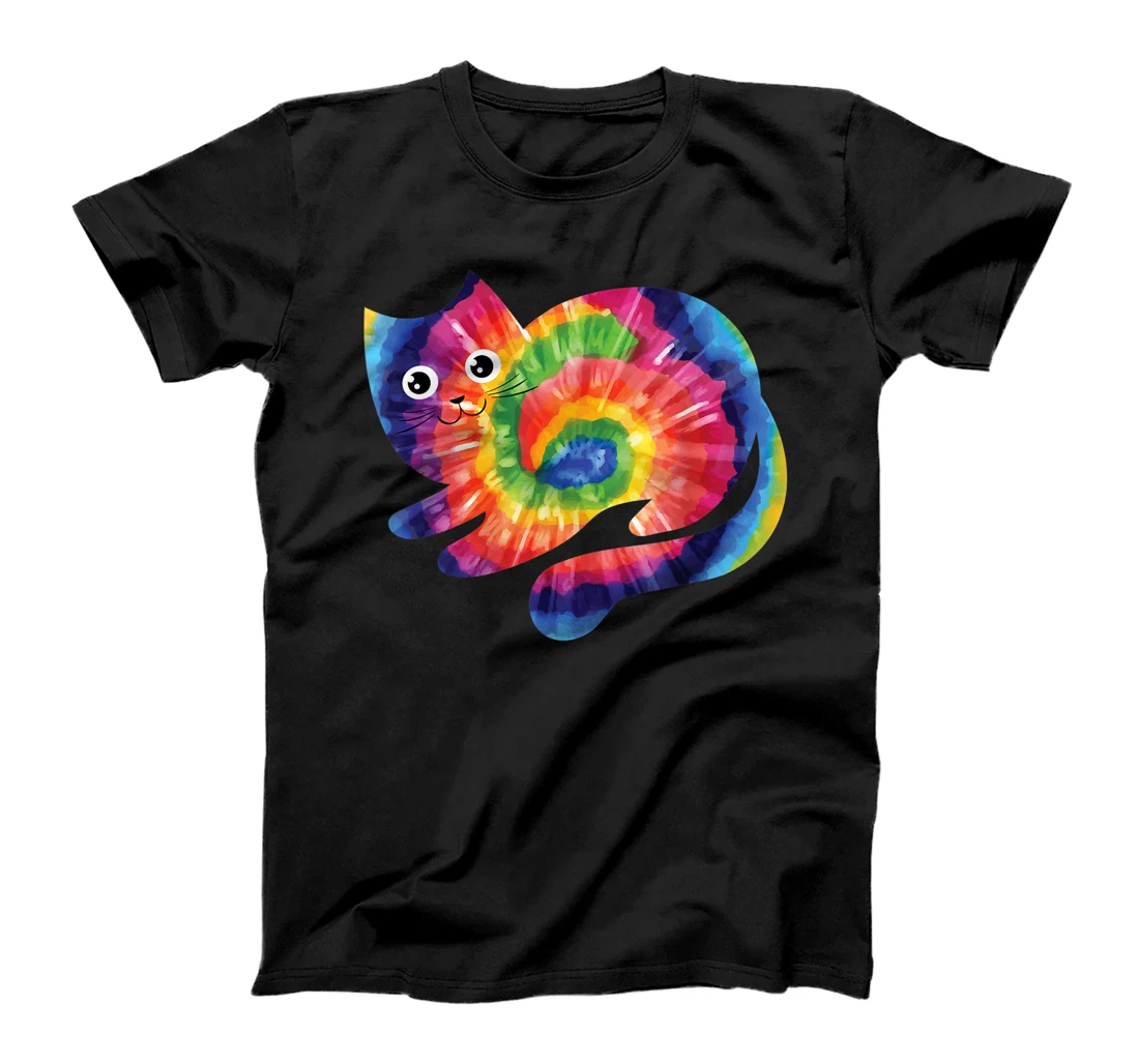 Personalized Womens Cat Ocean Tie Dye Shirt Women Men Hippie Rainbow 70s Costume T-Shirt, Kid T-Shirt and Women T-Shirt