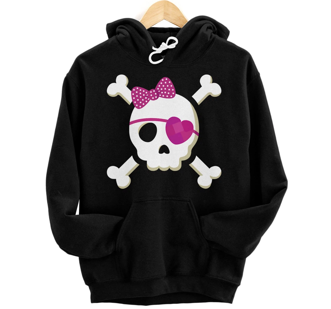 Personalized Pirate Girl Skull Heart Shirt Valentines Day Girls Toddler Pullover Hoodie
