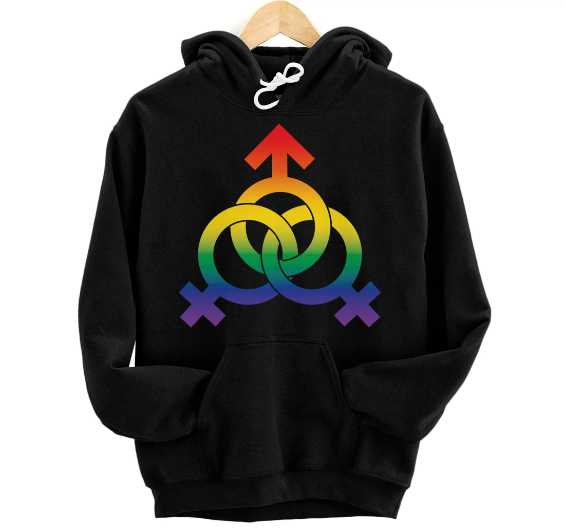 Personalized Girl Girl Boy Gender Symbol Shirt Threesome Rainbow Pride Pullover Hoodie