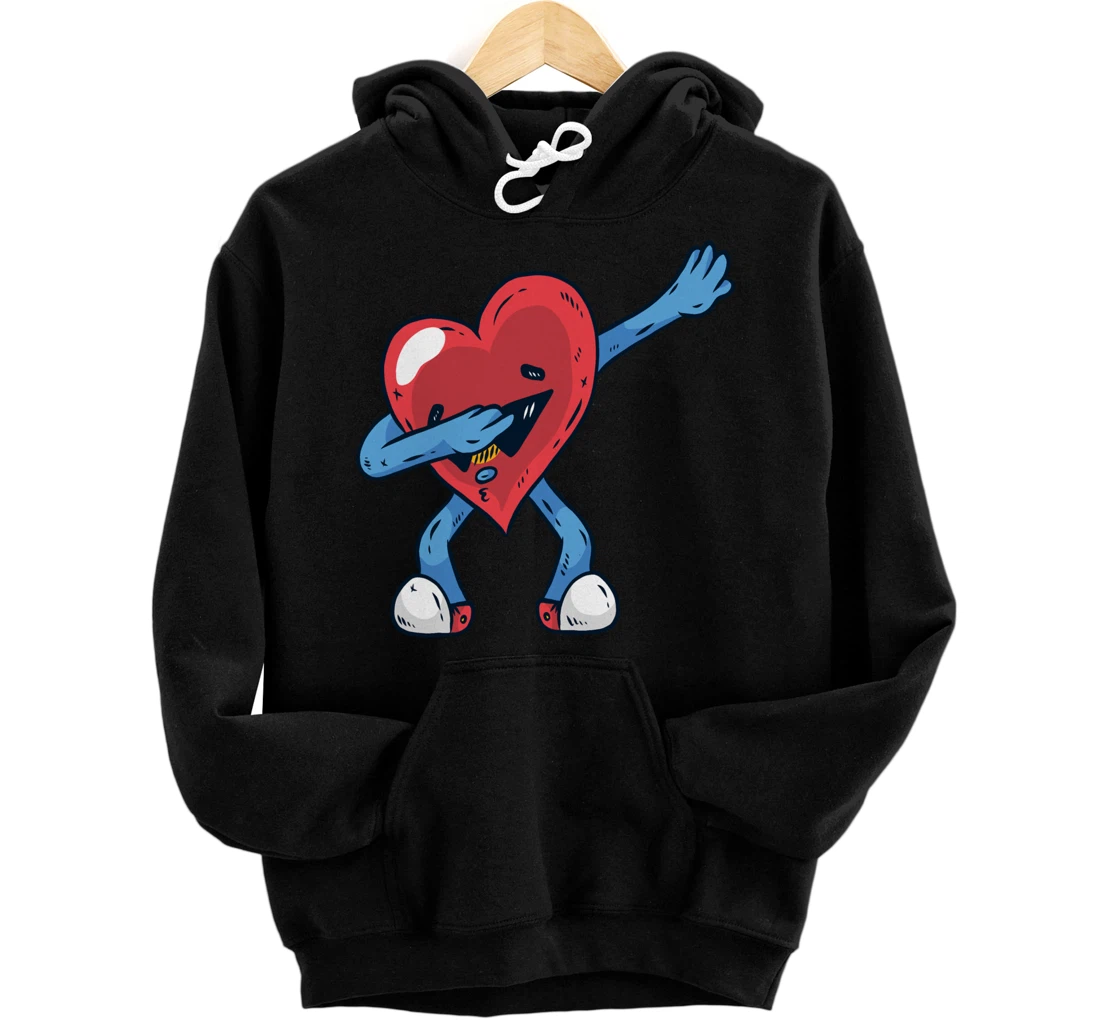 Personalized Funny Dabbing Dance Red Heart Pun, Kawaii Dab Valentines Day Pullover Hoodie