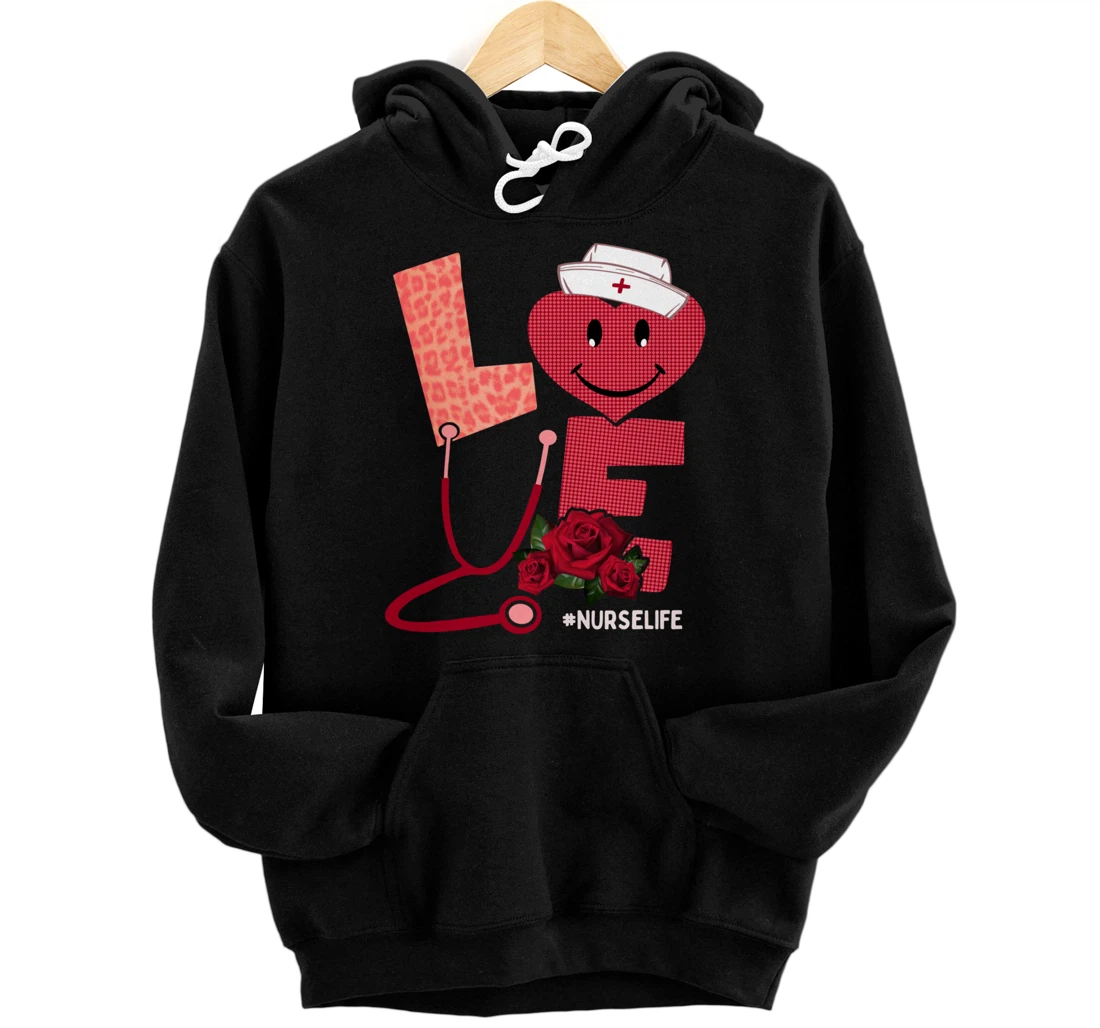 Personalized Love Heart Stethoscope Nurse Life Valentine Day 2022 Women Pullover Hoodie