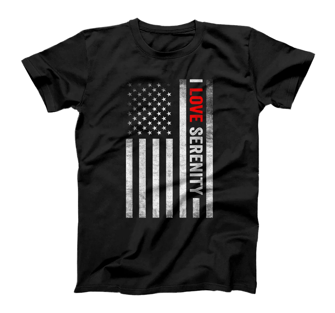 Personalized Mens I Love Serenity, Name American USA Flag Valentine's Day T-Shirt