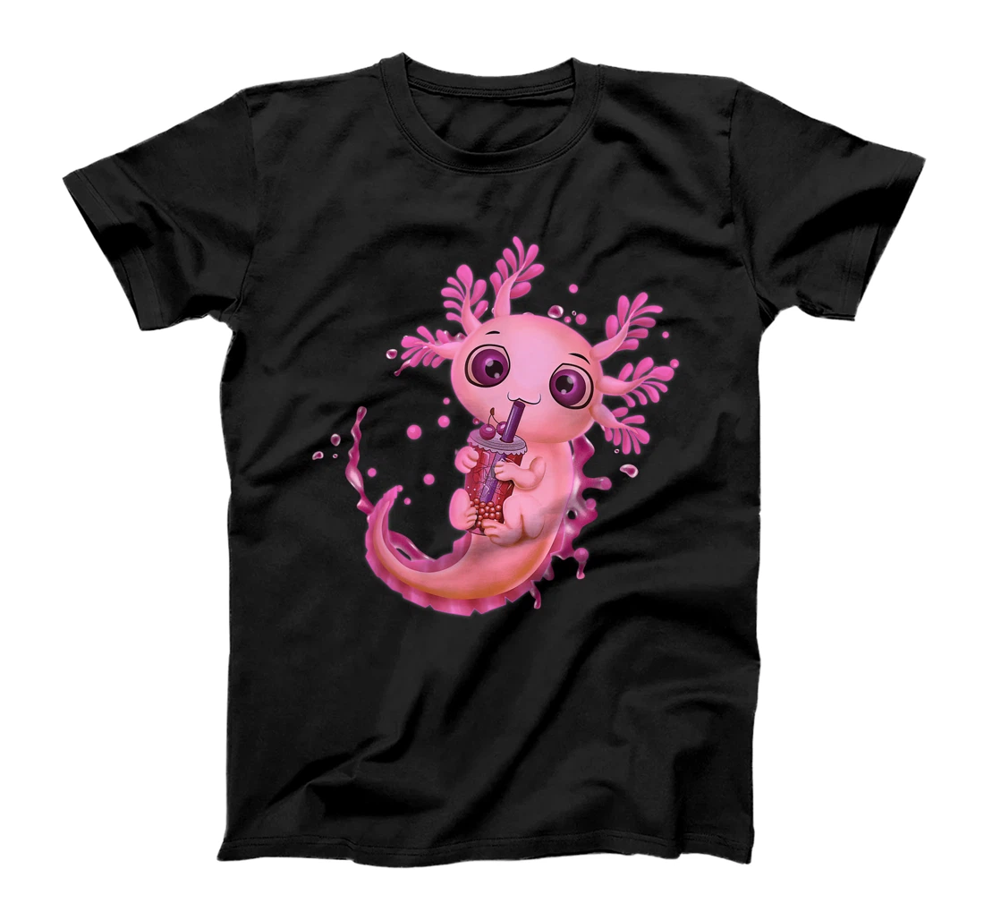  Womens Axolotl Shirt Cute Pink Plush Salamander Boba Tea Girls T-Shirt, Kid T-Shirt and Women T-Shirt