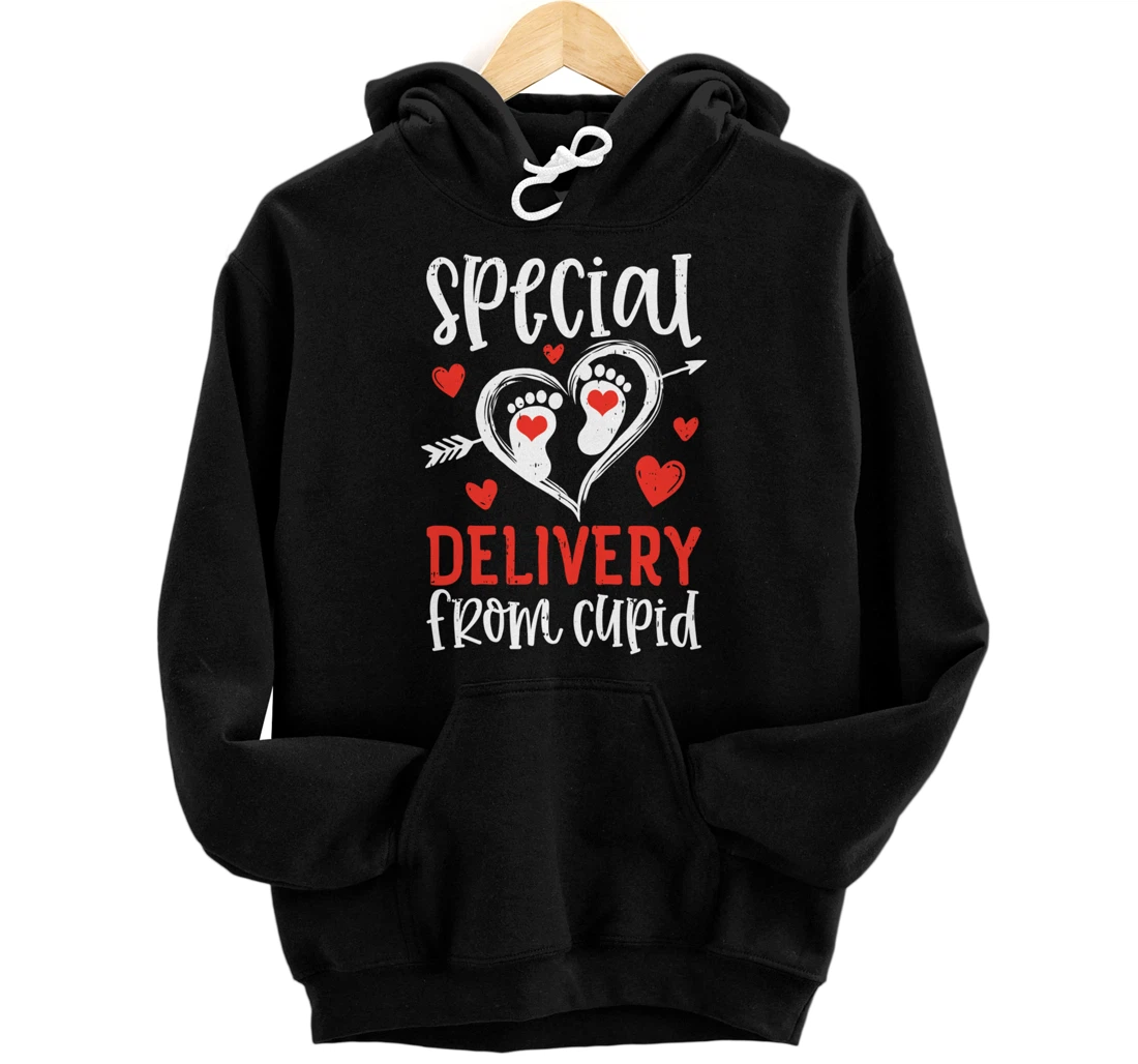 Personalized Red Heart From Cupid Baby Delivery Pregnancy Announcement Pullover Hoodie