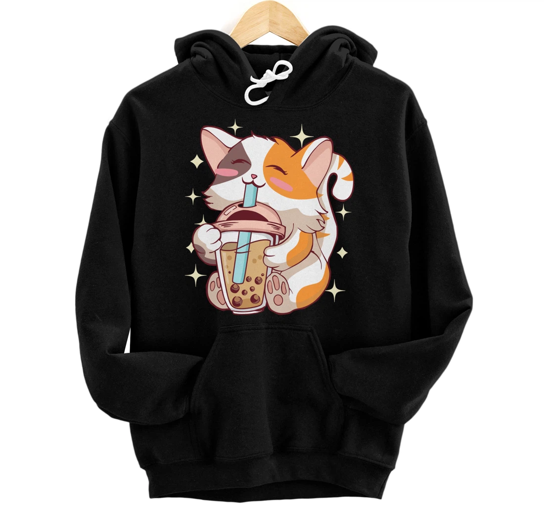 Personalized Cat Boba Tea Bubble Lover Tee Anime Kawaii Girl Teen Gift Pullover Hoodie