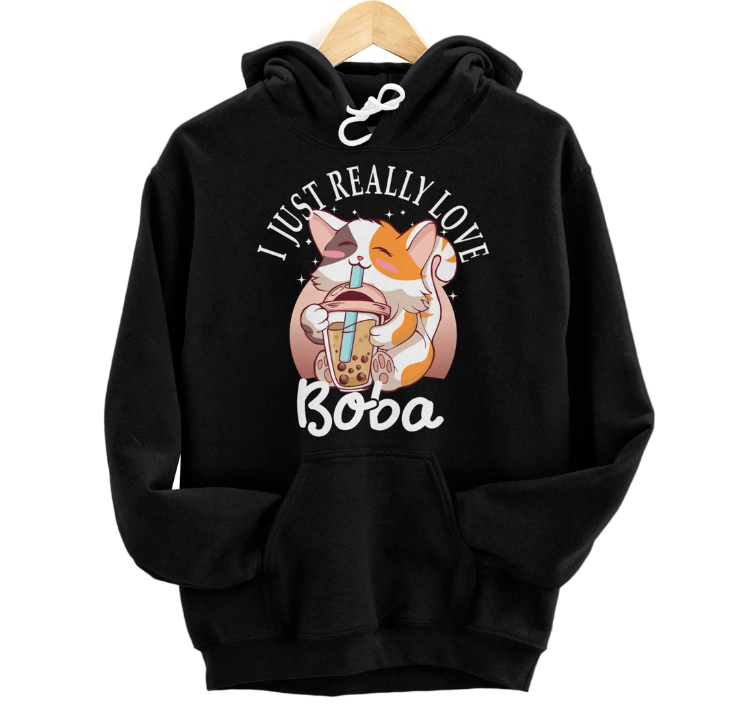 Personalized Just really love Boba Bubble Tea Kawaii Anime Japanese Gift Pullover Hoodie