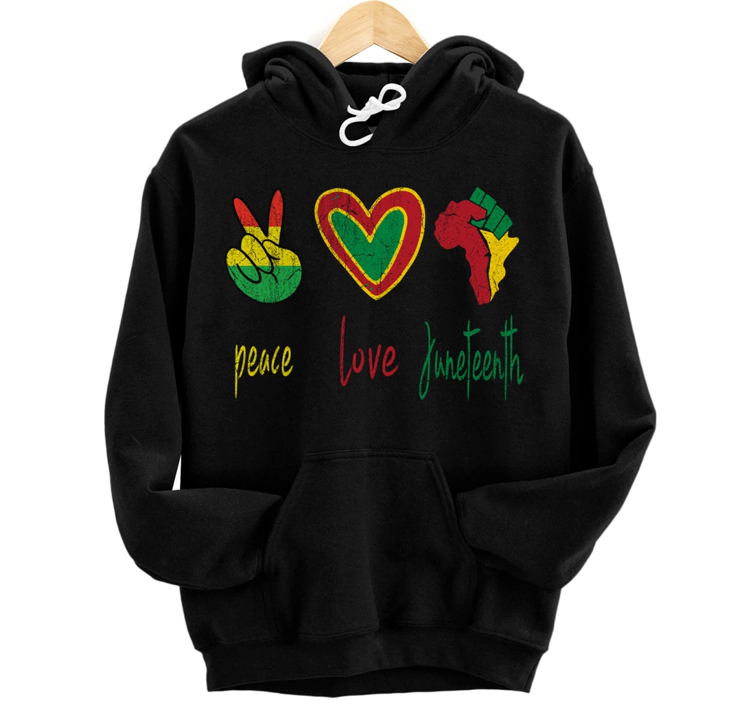 Personalized Peace Love Juneteenth Is My Independence Day Freedom day Men Pullover Hoodie