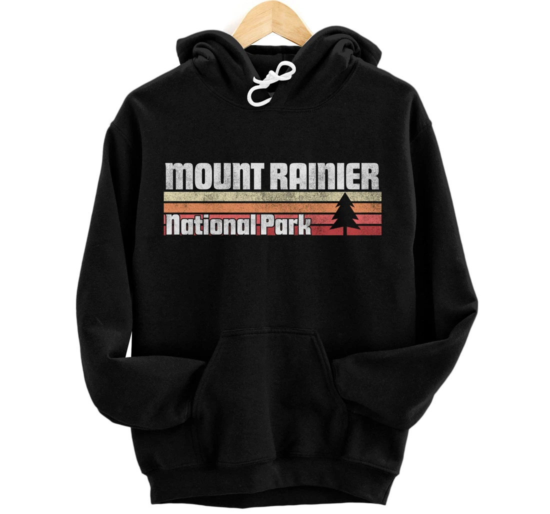 Personalized Mount Rainier National Park Retro Style Vintage 70s 80s 90s Pullover Hoodie