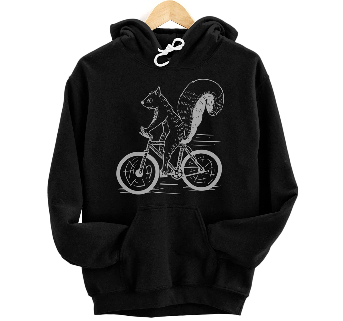 Personalized Squirrel Riding A Bike-Cool Funny Cute Animal Comic Images Pullover Hoodie