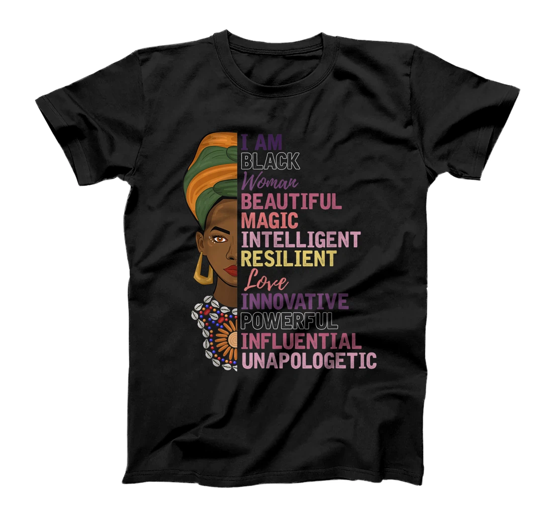 Personalized Womens African Women Gift I Am A Black Woman Black History Month T-Shirt, Kid T-Shirt and Women T-Shirt