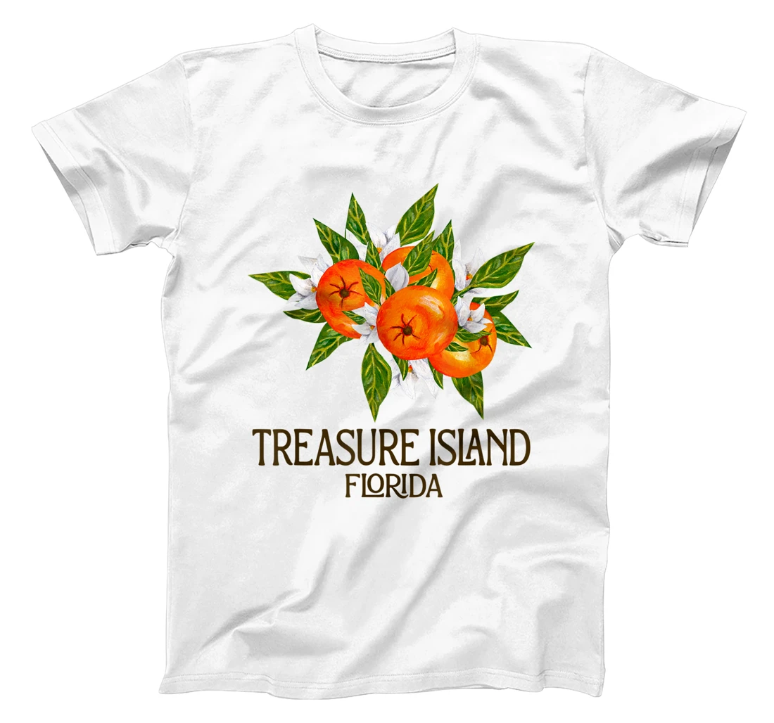 Personalized Treasure Island Florida Beach FL Oranges Blossom Flower T-Shirt, Women T-Shirt