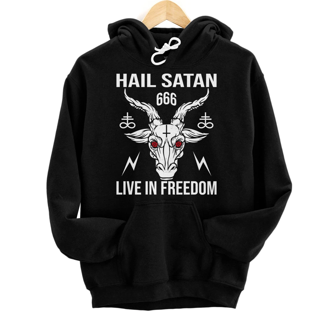 Personalized Hail Satan Freedom Baphomet Sataninsm Pentagram Atheist Pullover Hoodie