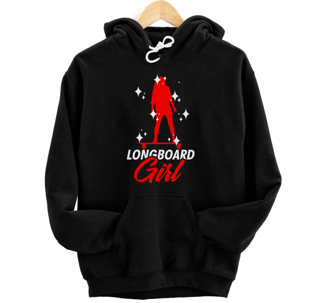 Personalized Funny Longboard Lover Graphic for Women and Girls Skater Pullover Hoodie