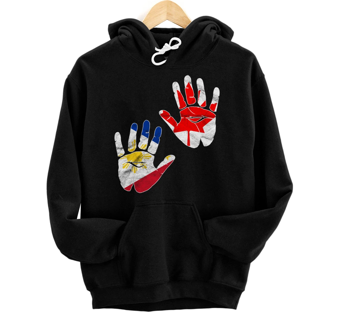 Personalized Philippines Proud Filipino Canada Canadian Flag Hand Hands Pullover Hoodie