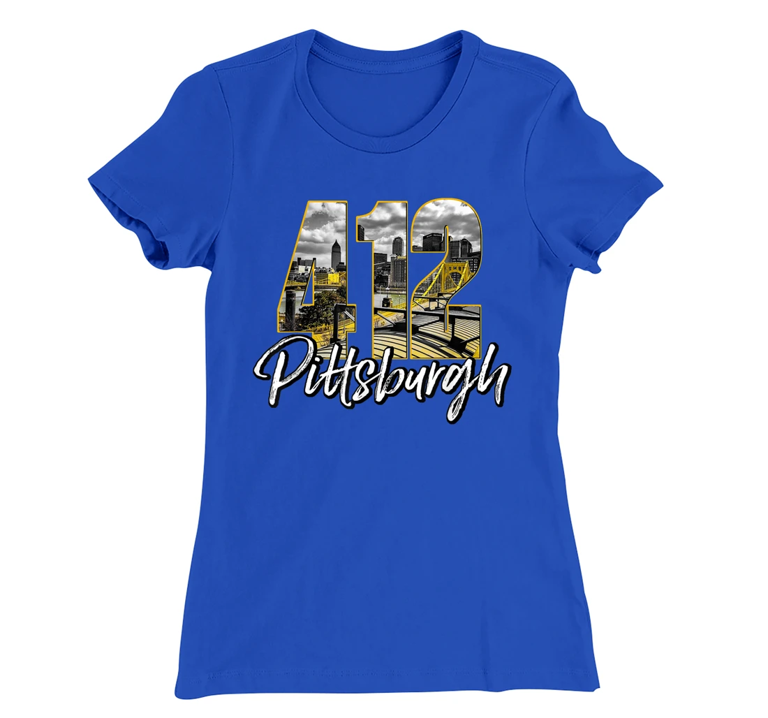 Pittsburgh Tshirt 412 City Skyline Yellow Pittsburgh T-Shirt