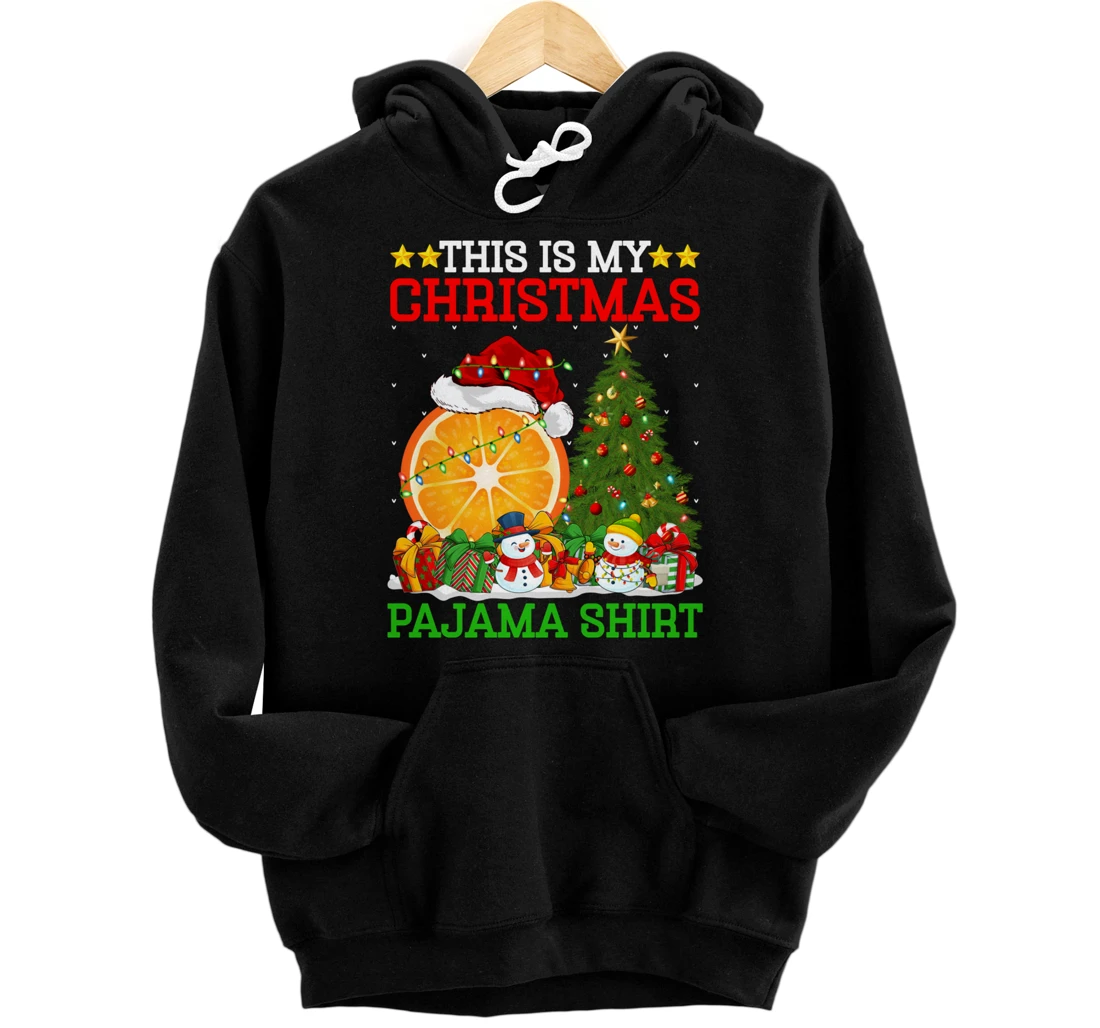 Personalized This Is My Christmas Tree Pajamas Orange Christmas Pullover Hoodie