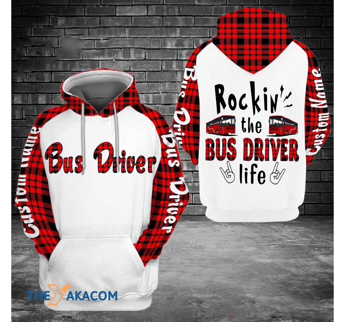 Bus Driver Ideas Personalized Rockin The Bus Driver Life - 3D Printed Pullover Hoodie