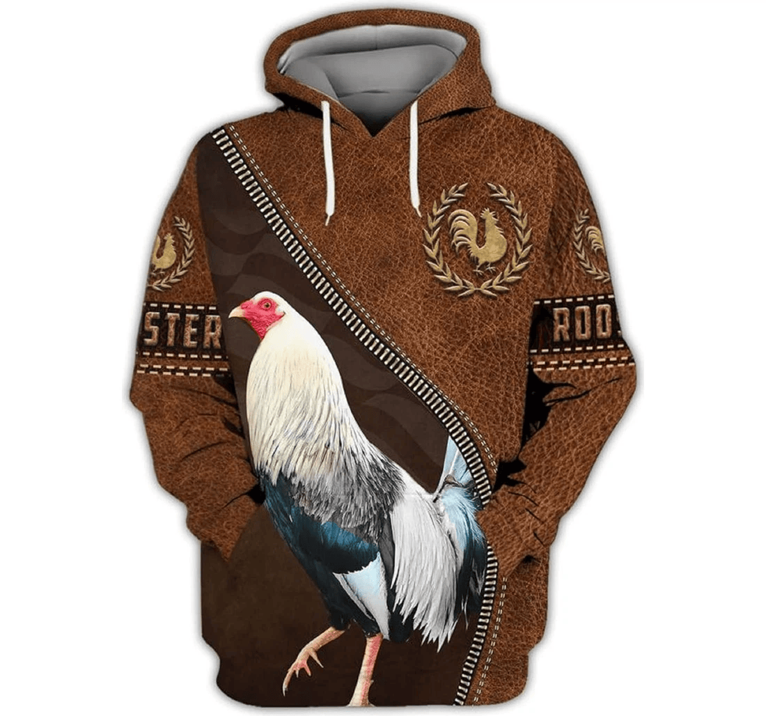 Personalized Brown Gamefowl Rooster Love Chicken Family - 3D Printed Pullover Hoodie