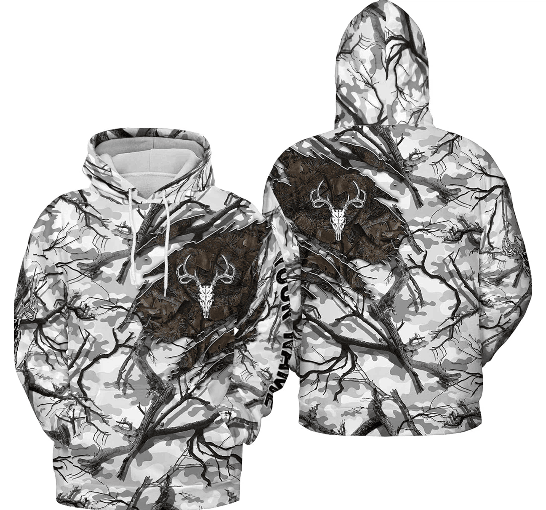 Personalized Customized Name Deer Hunting Ds Him Her - 3D Printed Pullover Hoodie