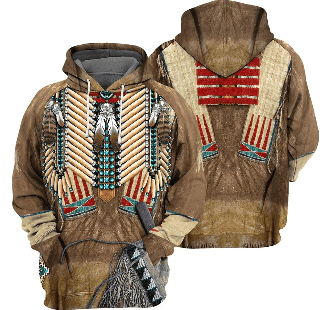 Personalized Native Warrior American Birthday Christmas - 3D Printed Pullover Hoodie