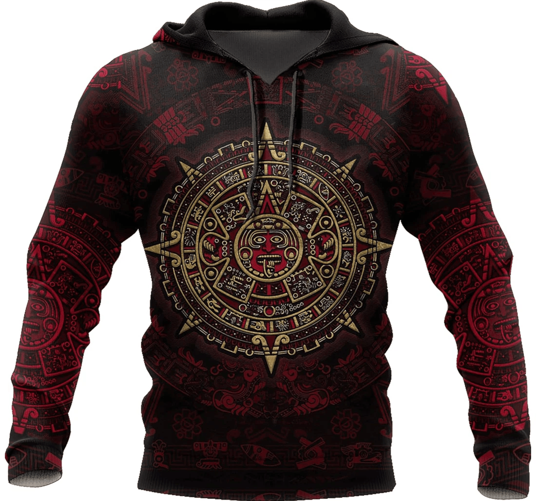 Personalized Mexico Aztec Sun Calendar Up Ad - 3D Printed Pullover Hoodie