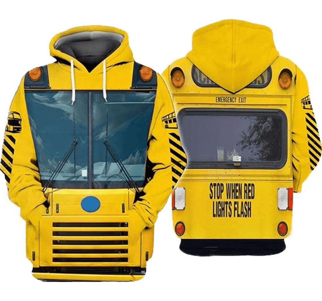 Personalized School Bus Yellow Art Unisex Up Ad - 3D Printed Pullover Hoodie