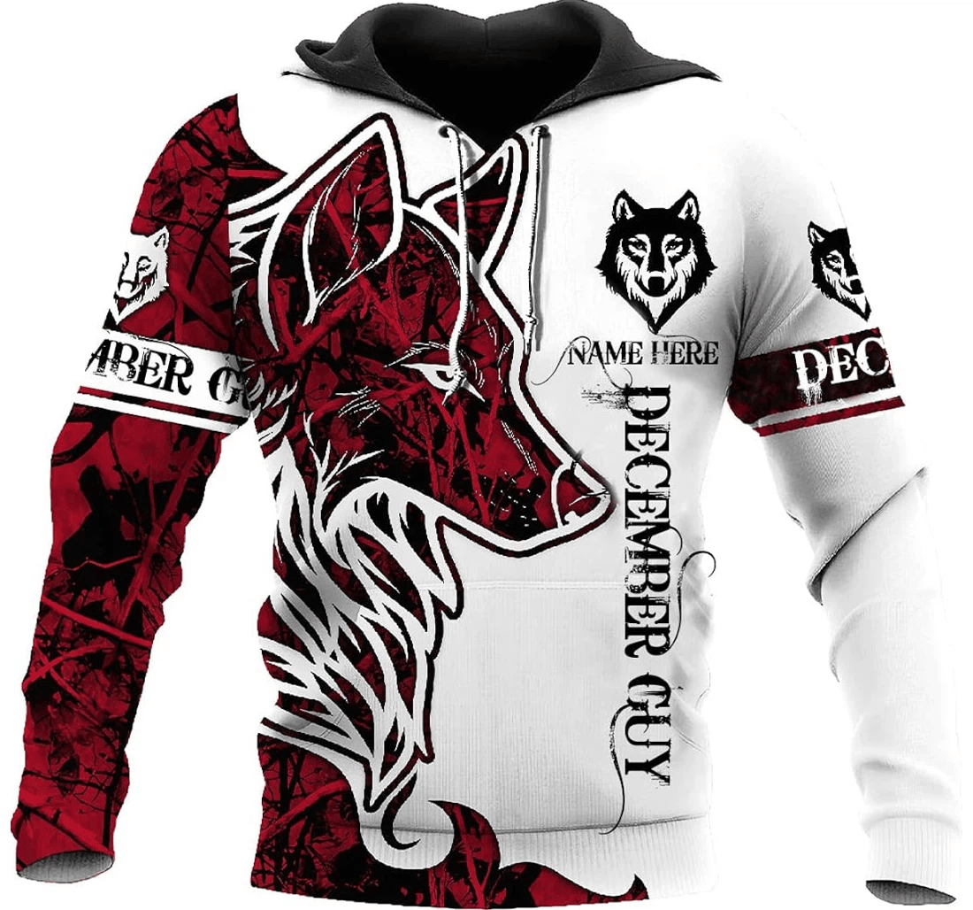 Ts December Custom Name Personalized Name Born In December Birthday Wolf December Guy - 3D Printed Pullover Hoodie