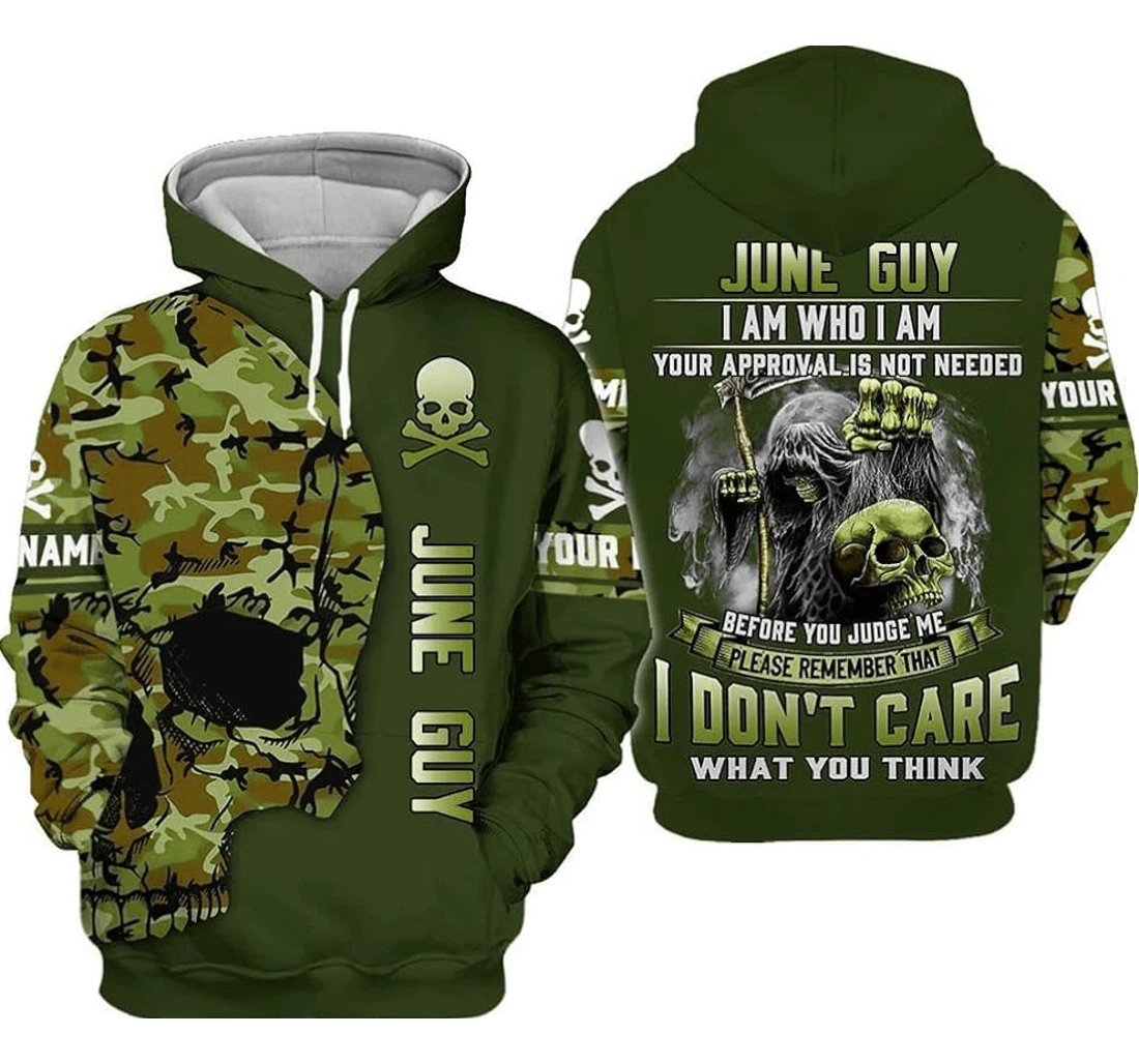 Personalized H Skull Veteran June Guy I Am Who I Am Your Approval Is Not Needed Custom Name - 3D Printed Pullover Hoodie