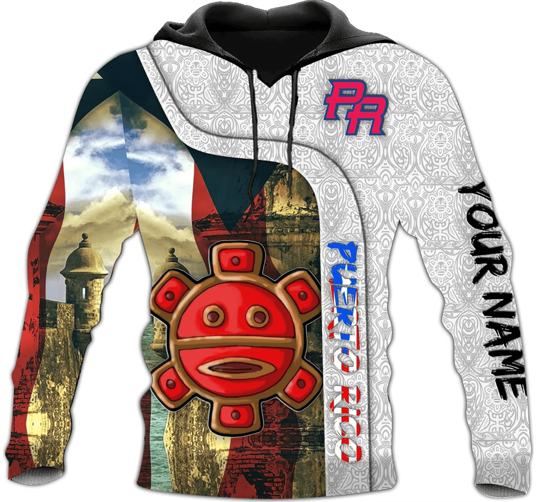 Personalized Boricua Frog Coqui Sun Taino Puerto Rico Puerto Ricans Us Family Hq - 3D Printed Pullover Hoodie
