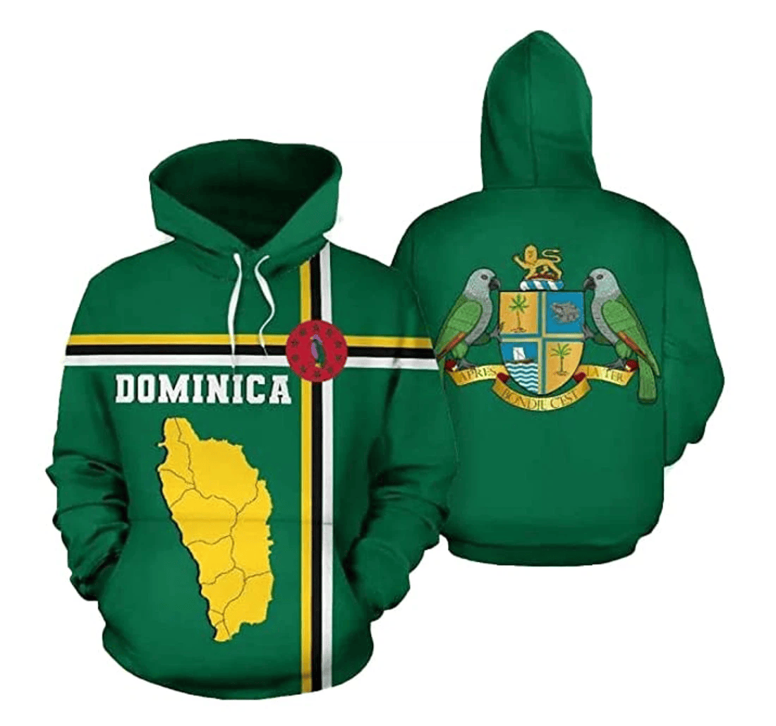 Personalized Dominica Map Up Hddt - 3D Printed Pullover Hoodie