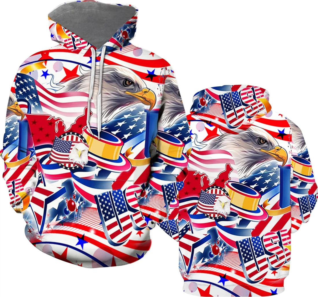 Personalized Eagle American Flag Eagle American Flag Pattern Eagle American Flag Pattern Eagle American Flag Pattern - 3D Printed Pullover Hoodie