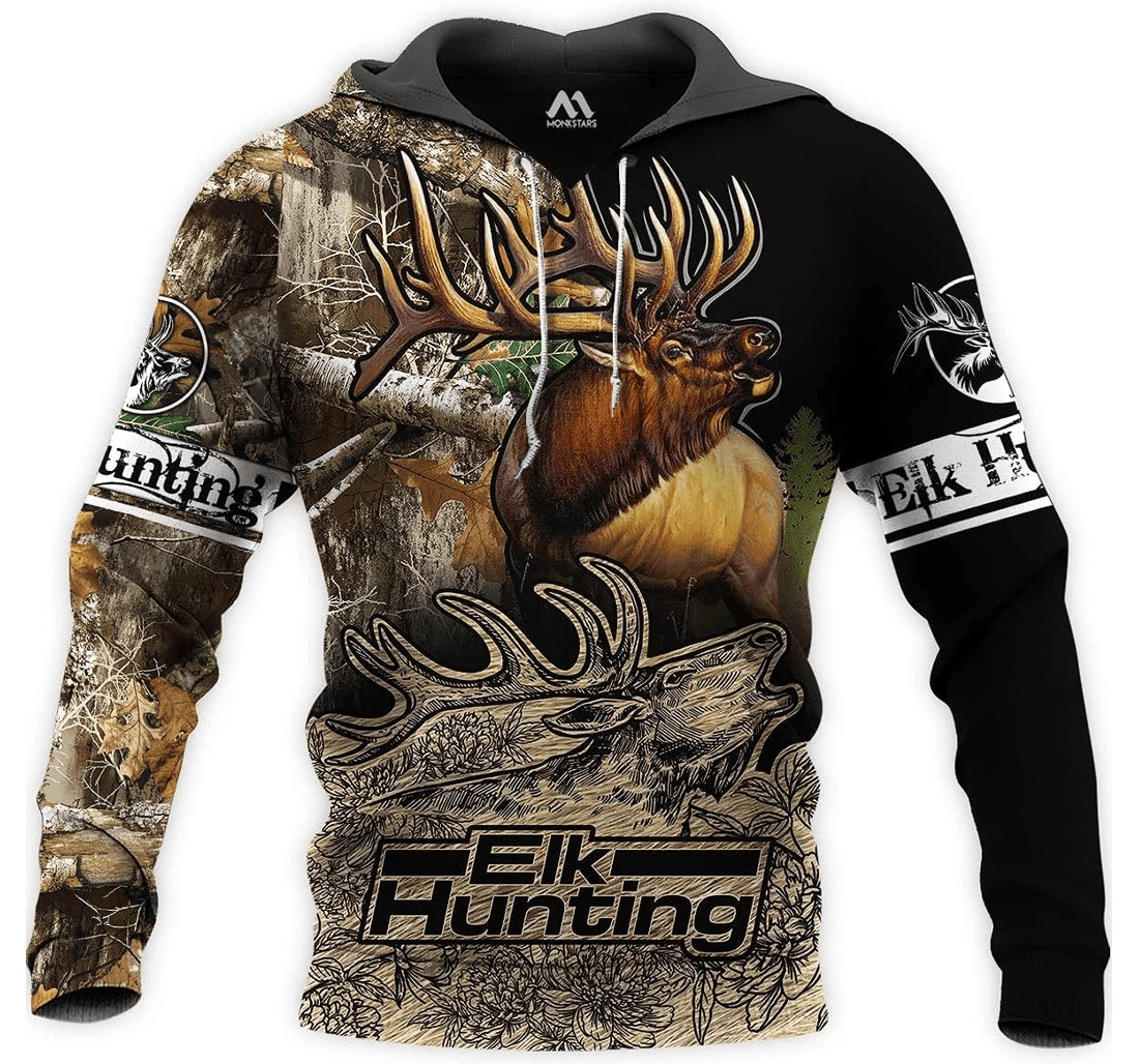 Personalized Foxwears Elk Hunting Art Elk Hunting Art Pattern Elk Hunting Art Pattern Elk Hunting Art Lover Elk - 3D Printed Pullover Hoodie