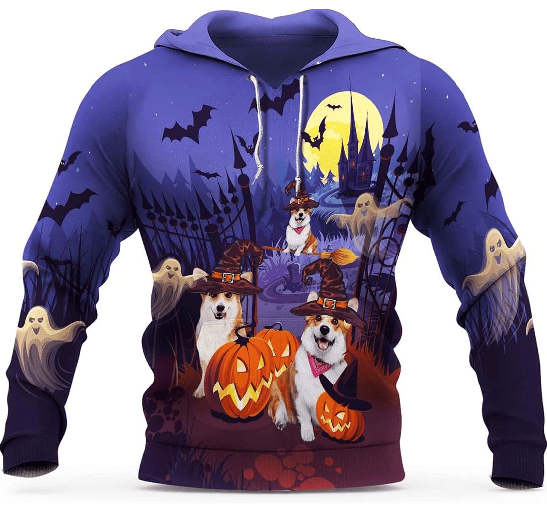 Vth Global Personalized Custom Halloween Funny Dog V Corgi - 3D Printed Pullover Hoodie