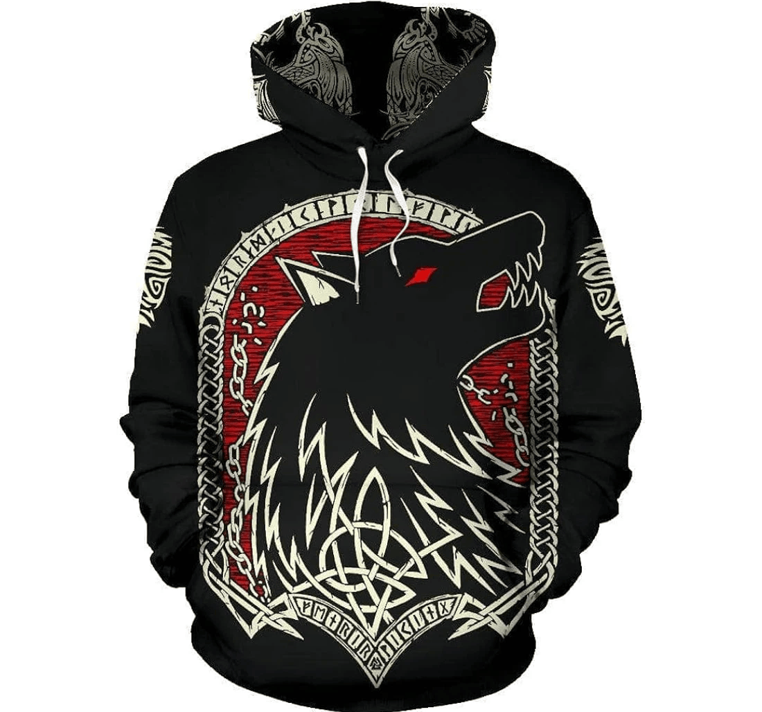 Personalized Wolf Pattern Animal Parents Viking Lovers - 3D Printed Pullover Hoodie
