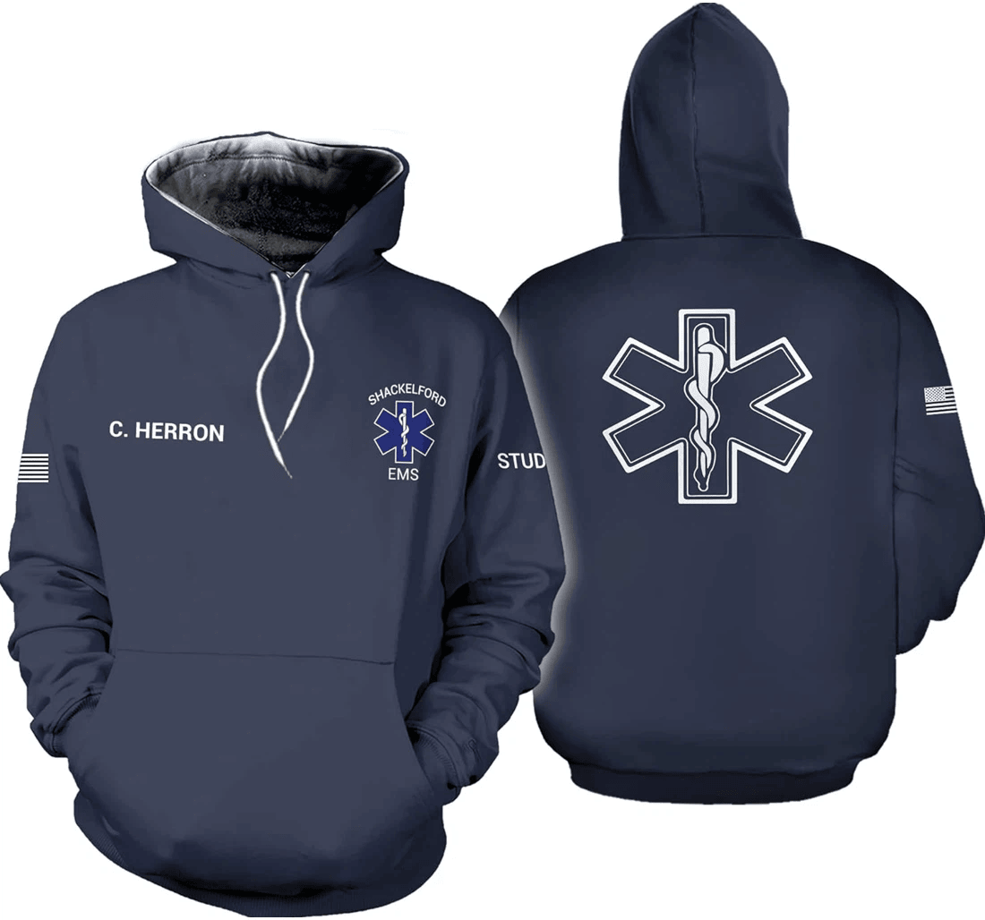 Personalized Customize Name Ems Emt - 3D Printed Pullover Hoodie