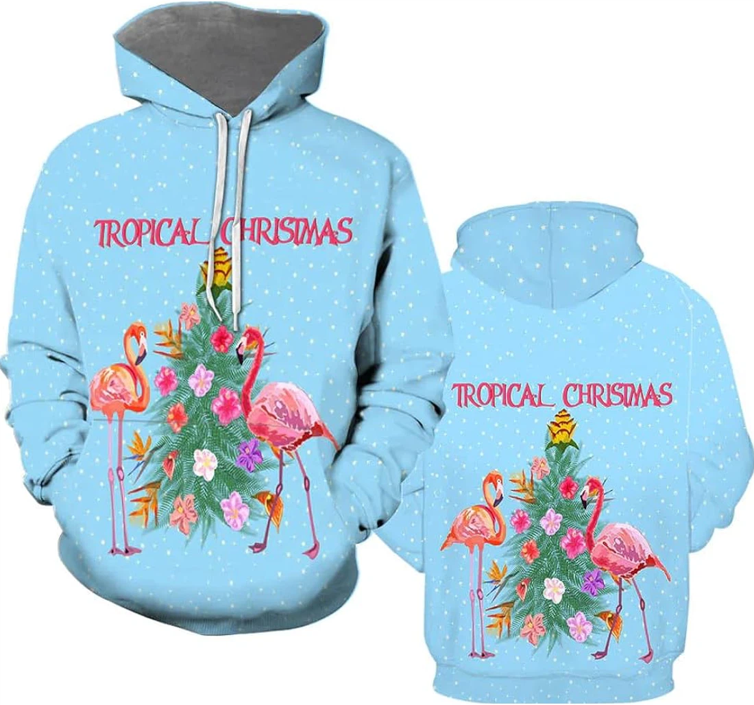 Personalized Colorful Flamingo Christmas Flamingo Funny Flamingo Pattern Merry Christmas Pink Falmingo - 3D Printed Pullover Hoodie