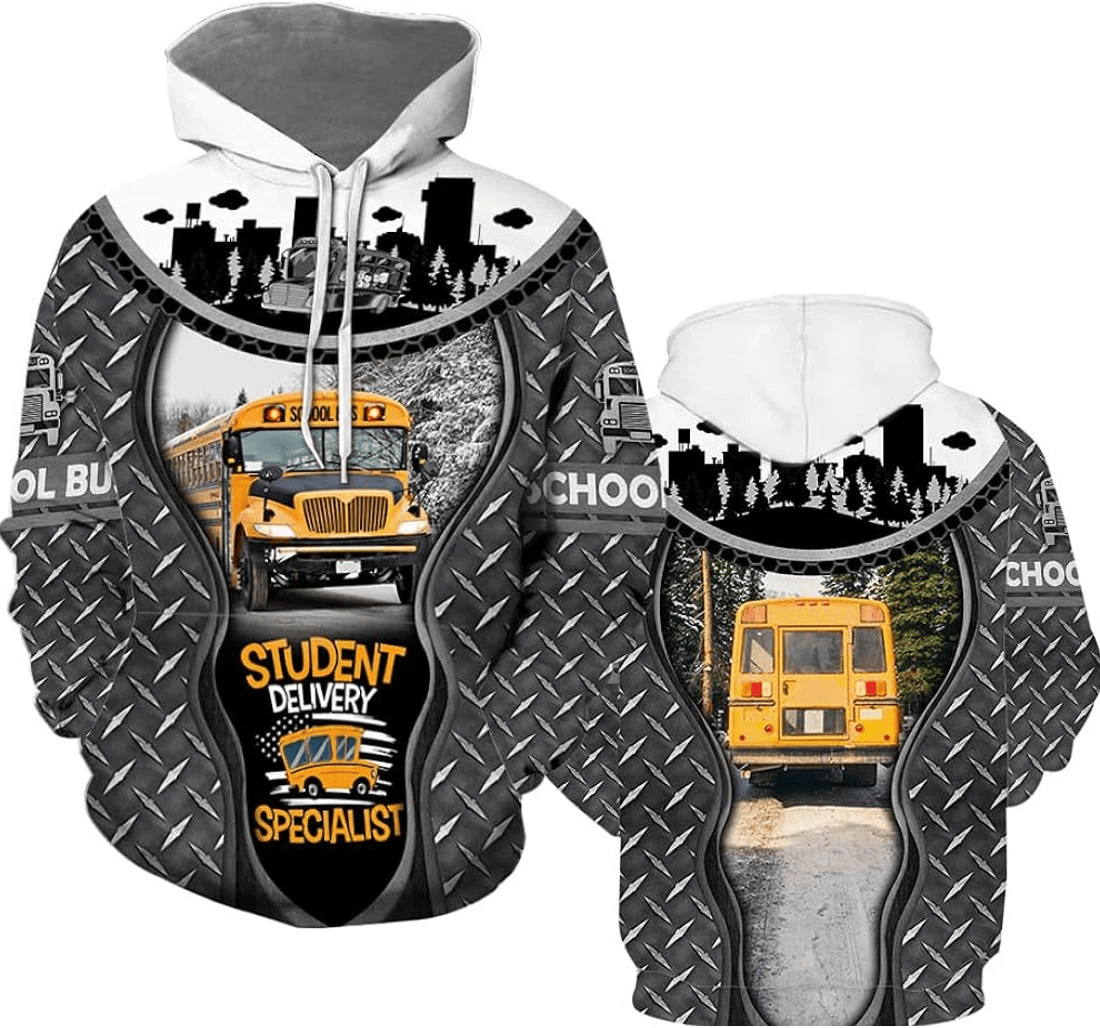 Personalized Custom Bus Driver School Bus Bus Driver Bus Driver School Bus Custom Vintage Gray Crew Neck Bus - 3D Printed Pullover Hoodie