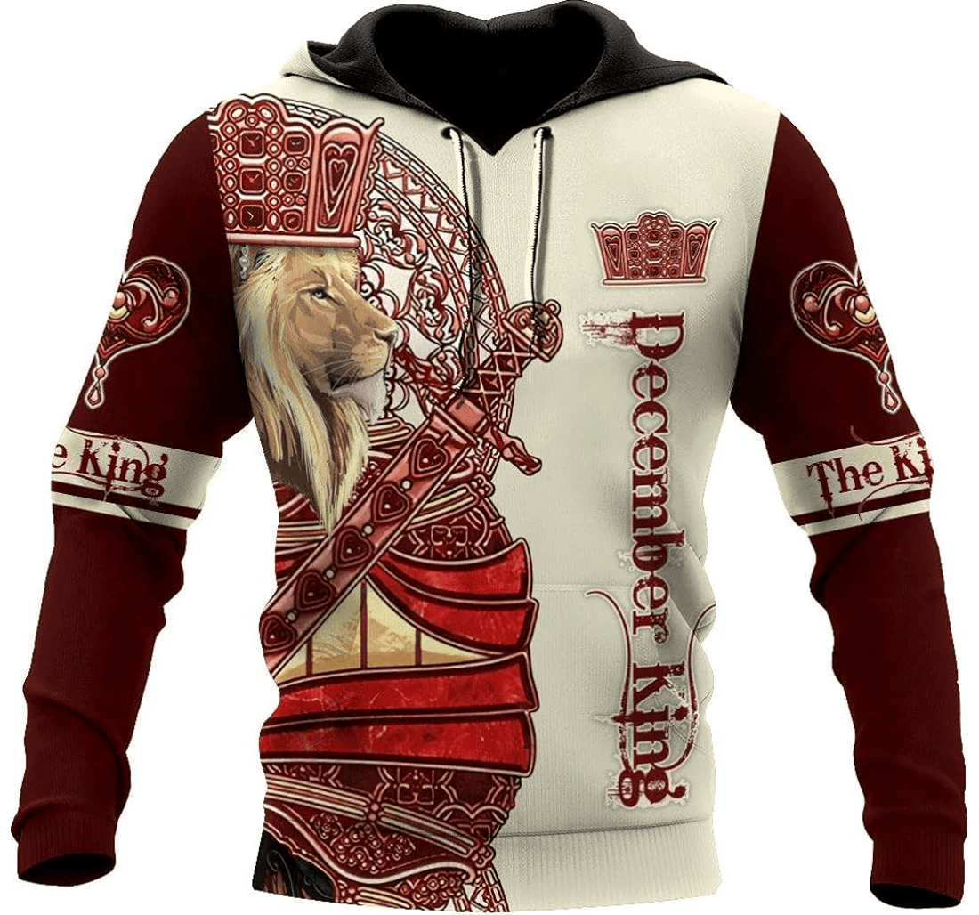 Personalized Custom Lion December Lion Royal King Bt - 3D Printed Pullover Hoodie