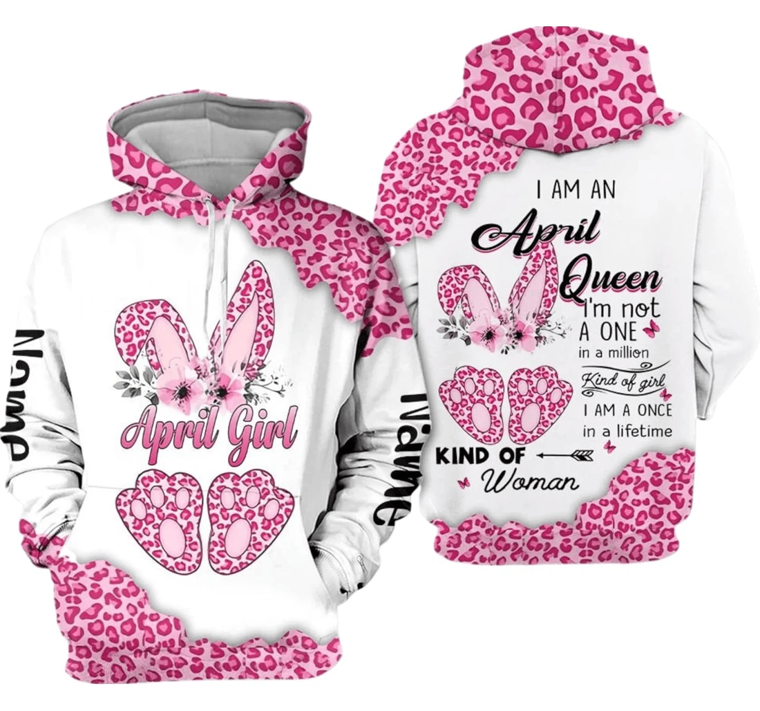 Personalized Birthday Leopard Pink - 3D Printed Pullover Hoodie